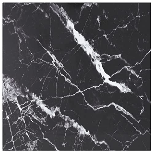 vidaXL Table Top Black 70x70 cm 6 mm Tempered Glass with Marble Design