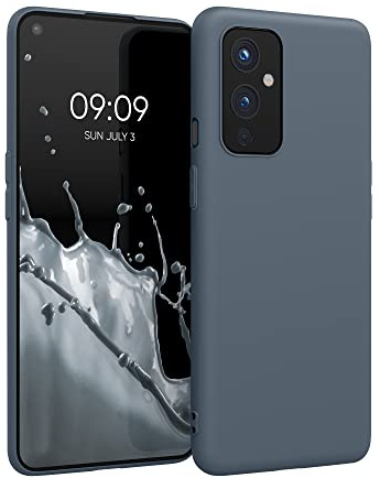 kwmobile Hülle für OnePlus 9 (EU/NA Version) TPU Case - Handyhülle unterstützt kabelloses Laden, Flexible Schutzhülle, gummiertes Cover in Dunkler Schiefer
