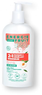 ENERGIE FRUIT | Masque + Après Shampoing | Pêche & Eau du Riz BIO | Cheveux Fins | Vegan | 300 ml