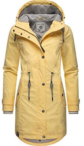 Peak Time Damen Regenjacke Regenmantel Jacke wasserdicht mit Kapuze L60042 Pastel Yellow22 Gr. XXL