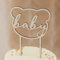 Ginger Ray Teddy Bear Tortenaufsatz aus Holz für Babyparty, Bären-Form, 16 cm, Taupe