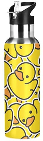 Mnsruu Little Yellow Duck Bouteille d'eau isotherme en acier inoxydable avec large poignée