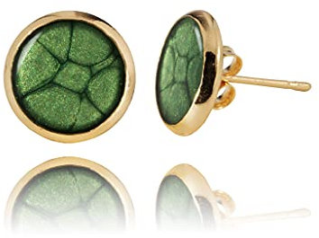 Luxus Klein Ohrstecker für Damen (Stil 14 - Runde Dunkelgrün Gold)