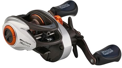 Abu Garcia Low Profile Baitcast Reel, Revo X Low Profile Reels, Raubfischangeln, Süßwasserangler, Barsch, Hecht, Zander, Schwarz/Silber, robust & leicht, 8+1 Lager, Low Profile