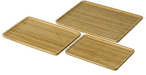 Set de 3 bandejas rectangulares de bambú natural - LOLAhome