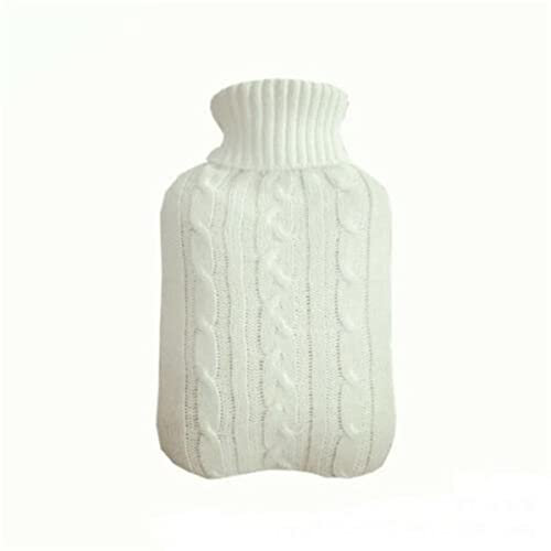 CTLH20 Großer Winter Kunstpelz 2000ml Fleece Strickbezug Wärmflaschenbezug Handwärmer Wassergefüllter Beutel-weiß