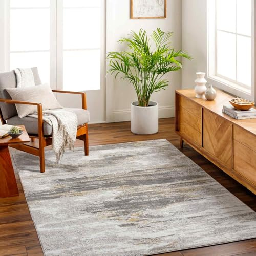 Livabliss Avery Sumna Abstract Carpet 160x213 cm, Modern Marble Design for Living Room, Dining, Lounge & Bedroom, Soft Luxurious Pile, Grey Ivory Mustard