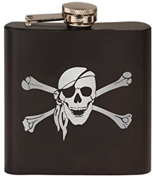 Rogue River Tactical Funny Pirate Stainless Steel Hip Flask Premium Matte Black Makes a Great Gift for Him Dad Gag Joke Skull and Crossbones