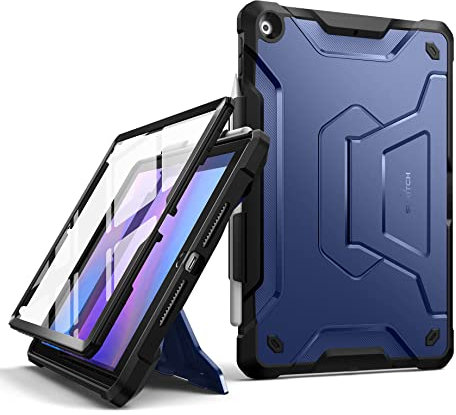 SURITCH Hülle für iPad 10,2 Hülle (iPad 9./8./7.Generation) [Eingebaute Displayschutzfolie] [Stiftehalter] Stoßfeste, robuste Schutzhülle und sturzsicherer Ständer für iPad 10,2 Zoll –Blau