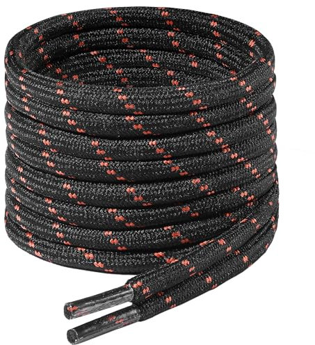 7STROBBS 2 PAIRS Strong Work Laces, Heavy Duty Round Shoelaces for Walking, Trainers, Hiking, Safety Boots, Thick Shoe Lace Black Brown 130CM