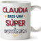 MUGFFINS Tazas Personalizadas para BOTÁNICA mujer - En Español - Eres Súper - 11 oz / 330 ml - Regalo Personalizable original y divertido