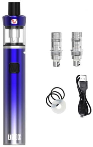 VAPTIO Tyro- Kit Vape Pen 1500mAh Akku 25W Leistung Elektronische Zigarette mit 2,0-ml-Tank mit 2 Stück Cosmo Coil 1,6 Ohm / 0,7 Ohm,No E Liquid No Nicotine(blau)