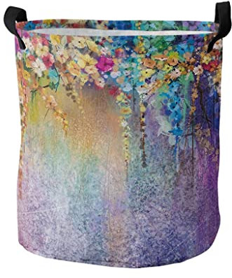 MAKIVI Frühlingsrebe, Blumen, Strauch, blau, lila, schmutziger Wäschekorb, Faltbarer Home-Organizer-Korb, Kleidungs-Aufbewahrungskorb (Farbe: A, Größe: groß) Marriage