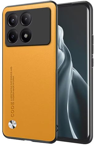 EASSGU Funda para Poco X6 Pro 5G (6.67 Inches), Carcasa de Teléfono de Estilo Empresarial con Respaldo de PU Cuero - Amarillo