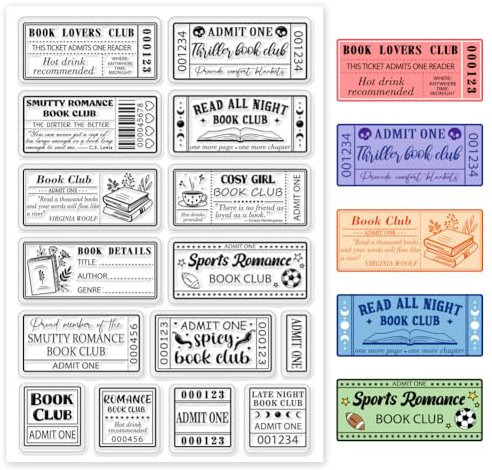 INFUNLY Book Clear Stamp Book Club Silikonstempel Art Label Silikon Clear Stamp Wiederverwendbare Transparente Stempel Buchlesesiegel Für DIY Scrapbooking Tagebücher Dekorative Karten Fotoalbum