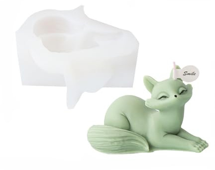 Xidmold Kerzen Silikonform Fuchs, Tier Fuchs Kerzeform Seifenform, Fuchs Silikonform for Fondant, Sojawachs Kerzen, Seife, Gips, Epoxidharz, Handwerk (A)