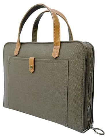 Bekah Rose Bibelhülle für Damen, Segeltuchhülle mit Ledergriffen, Geldbörsen-Stil, Bibeltasche mit Reißverschluss und Druckknopffach (Olivgrün, mittelgroße Bibeln)