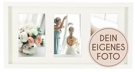 Wackadoo Bilderrahmen Collage Holz mit eigenem Foto (hochformat) 10x15 cm weiß mit eigenem Foto, Bilderrahmen mit Wunschmotiv, Personalisiertes Geschenk, valentinstag geschenke für ihn sie