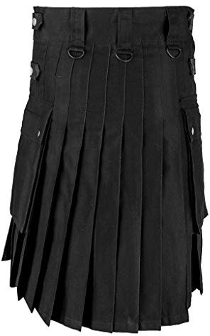 Clearance Items Cargo Chino Hose Männer Röcke Scottish Herren Bekleidung Gothic-Vintage-Pouch Kendo Schottische Herrenhose (Black, XL)