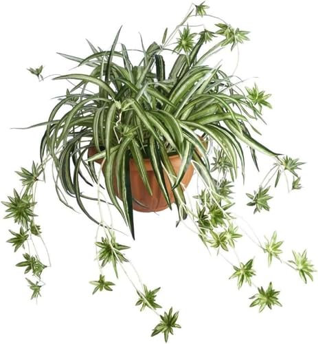 Laelfe 2 Pcs Plantas Araña Artificiales Decorativas, Planta de Araña Artificial para Decoración de Interiores, Exteriores y Jardines (23.6in)
