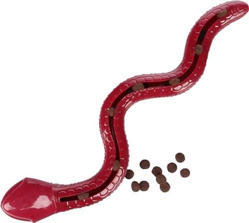 Flamingo Sneaky Snake – Snackspielzeug für Hunde – Bordeaux – 42 × 10,5 × 5 cm – Aus TPR mit Squeaker – Befüllbar für interaktives Spiel