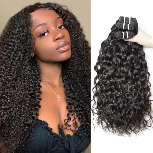 RICHAIR Lockenwellen-Extensions - 3 Bundles, 24 Inch, Schwarz, Natürlich, Glänzend, Weich, Dick, Lockig, Hohe Elastizität, Einnähen