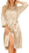 Sopesil Women's Satin Dressing Gowns Long Ladies Kimono Morning Robes Bridal Soft Wedding Party Sleepwear V-Neck,Champagne, L