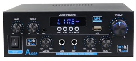 Greethga AK55 Amplificador de Potencia Doméstico de 900W 2.0 Canales Bluetooth 5.0 Amplificador Audio Estéreo Digital Hi-Fi 2.0 Subwoofer de 450W Enchufe UE Fácil de Instalar Fácil de Usar