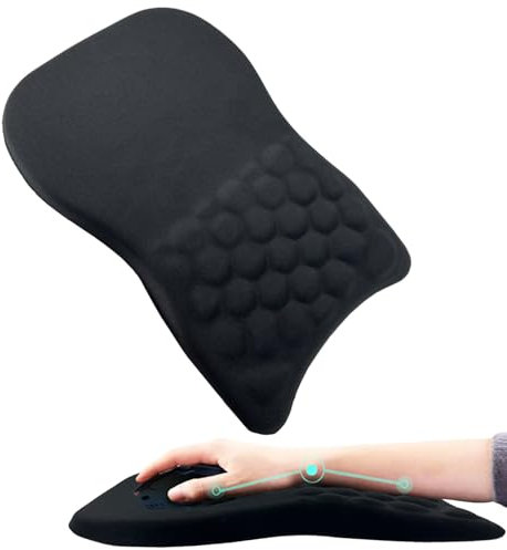 Ergonomic Mouse Pad with Wrist Rest Support, Massage Design Mouse Mat for Relief Carpal Tunnel Pain, Memory Foam Non-Slip Slope Massage Bulge (Black)