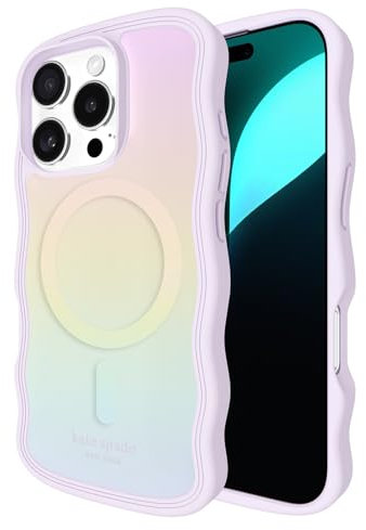 Kate Spade New York iPhone 16 Pro Case - Compatible with MagSafe - Designer Phone Case - Wavy Opal Iridescent