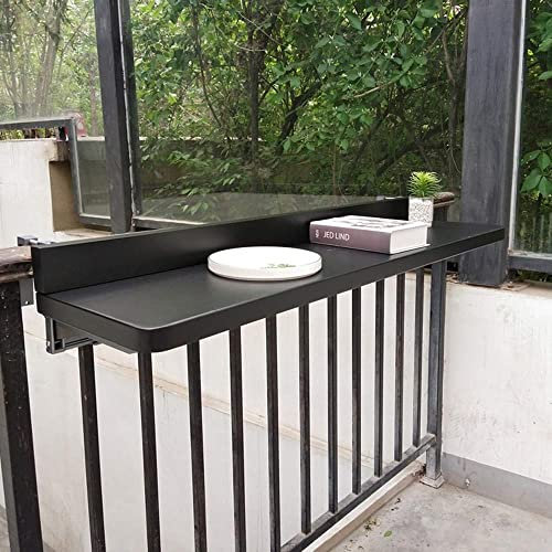 Tavolo pieghevole per ringhiera per balcone, con tavolini laterali regolabili per patio, giardino, uso esterno