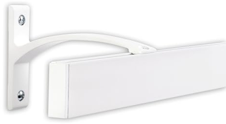Deco-Raum Gardinenstange auf Maß Innenlauf Curve eckig Wandbefestigung Wandträger mitte Lauf 11,3cm Vorhangstange Flächenvorhang Schiene Innenlaufstange für Vorhänge Weiß 540cm