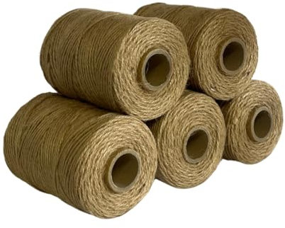 Kelmas - Cuerda de Yute Natural Marrón 1,5mm x 160m (190g) - 5UDS - Hilo de Yute Biodegradable y Resistente - Cordel para Manualidades, Jardinería, Embalaje, Bricolaje, Floristería y Regalos