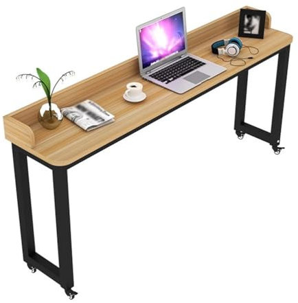 OWOHYG Overbed Table Overbed Table with Wheels, Mobile Bed Table with White Metal Legs for Bedroom, Rolling Tray Table for Living Room Hospital(220x60x80cm)