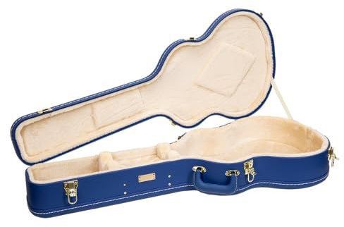 Crossrock Custodia in legno per chitarra OM / 000-14 Fret | Finitura similpelle Vibrant Blue, interno in peluche beige, serratura – Designer Series