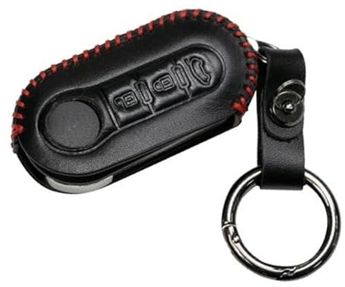 MUEOSI 3 Button Car Key Cover, for Fiat, 500 Panda Punto Bravo Qubo Delta Ypsilon, for Smart, Flip PU Zinc Alloy Leather car key shell