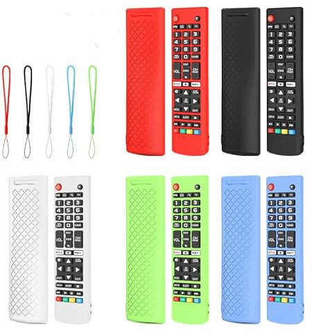 Silicone Protective Case Cover for LG TV Remote AKB75095307 AKB75375604 AKB74915305 AKB Series, Soft Skin Sleeve Anti-Slip Dust-proof Cover with Lanyard (Black)
