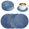 Untersetzer Gläser 12er Set, Floral Untersetzer 10cm Glasuntersetzer Leder Kunstleder Tischuntersetzer Wasserfeste rutschfeste Waschbar Lederoptik Untersetzer (Dunkelblau)
