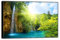 MUHJDYC Natur Bild auf Leinwand-Bäume grüne Blätter Wasserfall See-Landschaftsbilder auf Leinwand-Kunstdruck Wandbilder Wohnzimmer Schlafzimmer Modern 50x75cm Schwarzer Rahmen