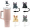 4 Pcs Bulldog Straw Cover for Stanley Cup 40&30oz Reusable Silicone Straw Covers 10mm Dust-Proof Straw Topper Cute Dog Straw Lips Universal Straw Tips Stanley Cup Accessories Dog Lover Gifts