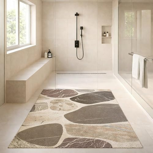 Pevfeciy Tappeto per doccia antiscivolo 60x90 cm Tappetino doccia antiscivolo Modello di pietra Tappeto doccia antiscivolo per bagni moderni,PVC,Alta permeabilità all'acqu
