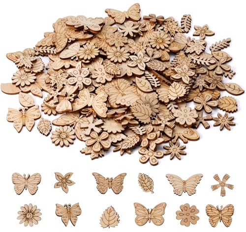 150 Stück Streudeko Holz, Holzblumen Deko Diy Dekoration, Holzkonfetti Zum Basteln, Holzblumen Zum Bemalen, Blumenschmuck Aus Holz Zum Malen Für Christbaumschmuck, Kunsthandwerk