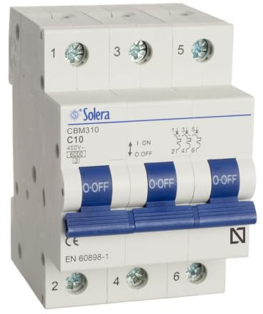 Solera® CBM310 Interruttore Magnetotermico, C10, 3P, 3M, 6kA, 10A • 1 unità