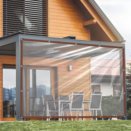 Transparente Plane Mit öSen - 1.5x6m Plane Durchsichtig für Außenbereich Gartenmöbel Abdeckplane Wasserdicht Wetterfeste Transparent Terrassenplane für Schutz Vor Witterung
