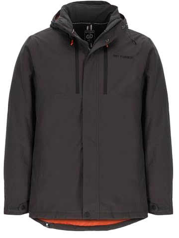 Dry Fashion Herren Funktionsjacke Grönland - Parka Anthrazit, Größe S | Gefüttert, Atmungsaktiv, Wasserdicht & winddicht, Verschweißte Nähte, Kapuze abnehmbar, 2-Wege-Reißverschluss, Kinnschutz