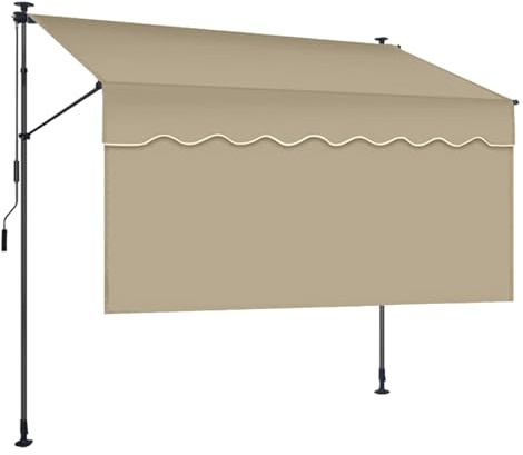 MDDKOP Tenda da Sole a Bracci con Manovella | Protezione per Il Balcone, Regolabile, Senza Forare, a Manovella | Con tende per la privacy Tenda Resistente per Esterno ai Raggi UV e Regolabile Altezza(