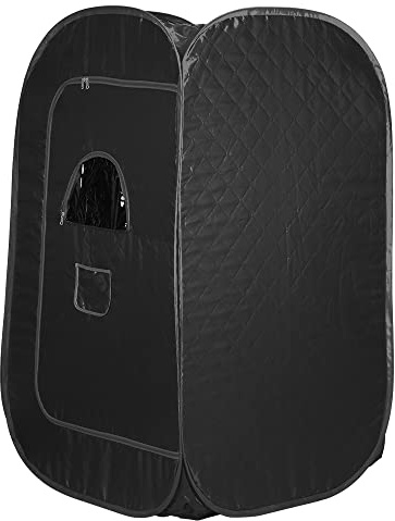 Sauna a Vapore Portatile, Cabina Domestica per SPA, 9 Temperature Regolabili, 0-99 Minuti, Telecomando,per Interna Esterno, Pressoterapia Iinfodrenaggio,80 * 80 * 135 cm (Nero)