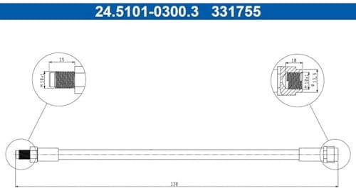 ATE Brake Hose Rear Axle Suitable for M-Class | 24.5101-0300.3