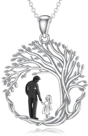 SOESON Vater Tochter Kette 925 Sterling Silber Herz Anhänger Mondstein Halskette Schmuck Geschenke für Damen Mädchen