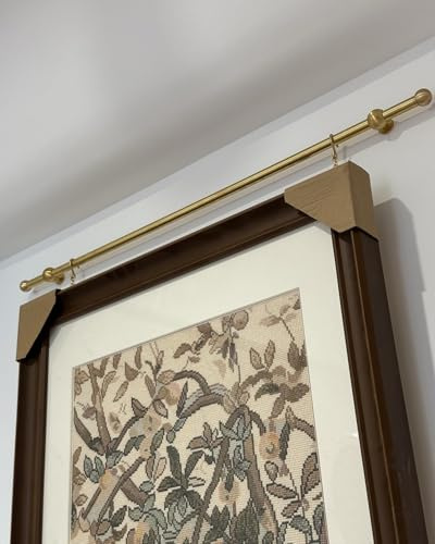 Binario Quadri Sospensione per Quadri con Barra in Ottone, Catena e Ganci, Kit Espositivo per Specchi Grandi Dimensioni, per Pareti in Cartongesso Cemento, Filo(55INCH/140cm/4.6FT)